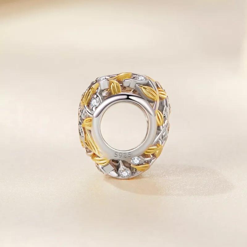 (immagine per) Charm tipo Pandora Foglie A Forma Di Cuore - BSC672 - Visualizza 2