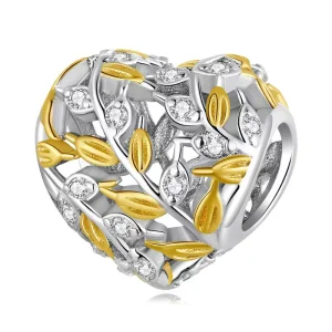 (immagine per) Charm tipo Pandora Foglie A Forma Di Cuore - BSC672