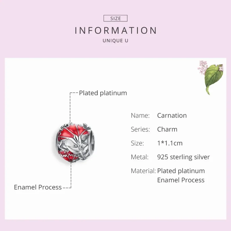 (immagine per) Charm tipo Pandora Garofano - BSC097 - Visualizza 7
