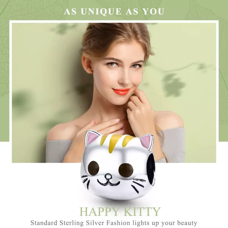(immagine per) Charm tipo Pandora Gattino felice - SCC1142 - Visualizza 2