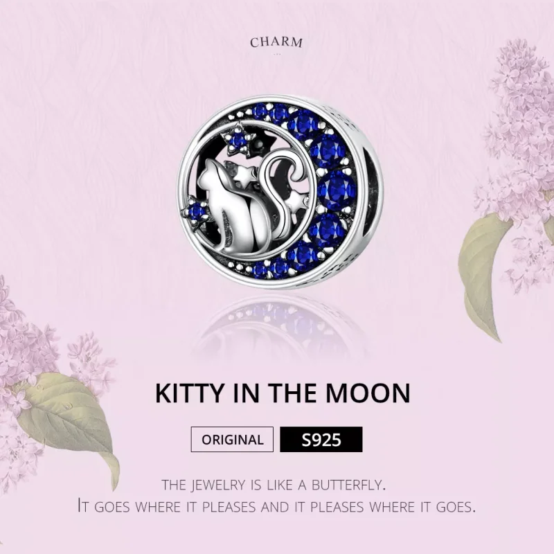 (immagine per) Charm tipo Pandora Gattino Sulla Luna - SCC1204 - Visualizza 2