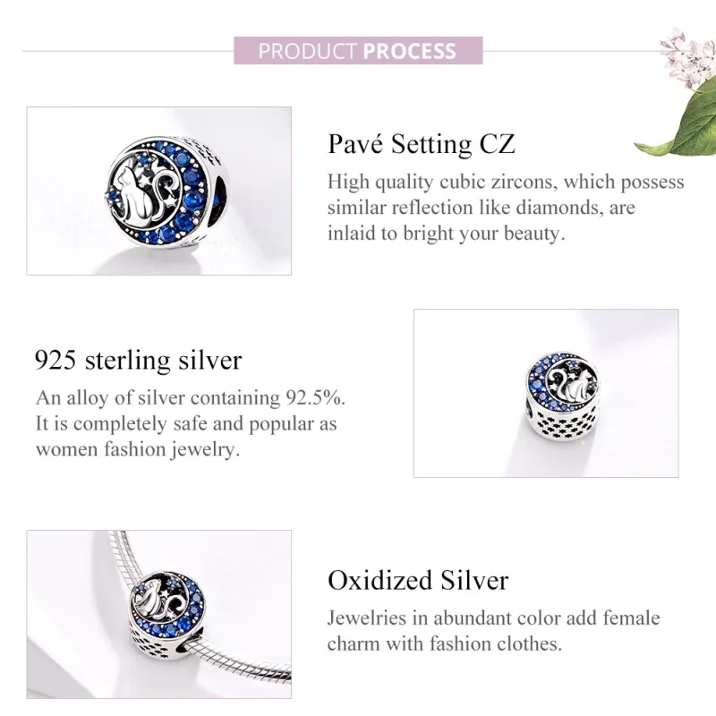 (immagine per) Charm tipo Pandora Gattino Sulla Luna - SCC1204 - Visualizza 4