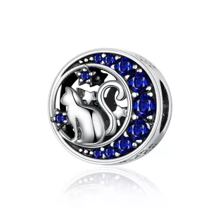 (immagine per) Charm tipo Pandora Gattino Sulla Luna - SCC1204