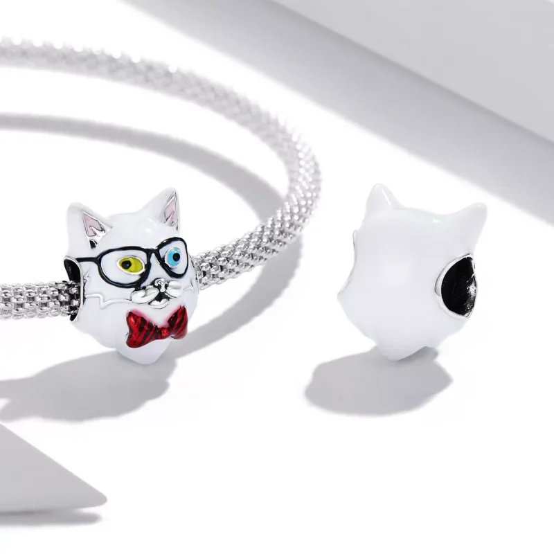 (immagine per) Charm tipo Pandora Gatto bianco - SCC2093 - Visualizza 4
