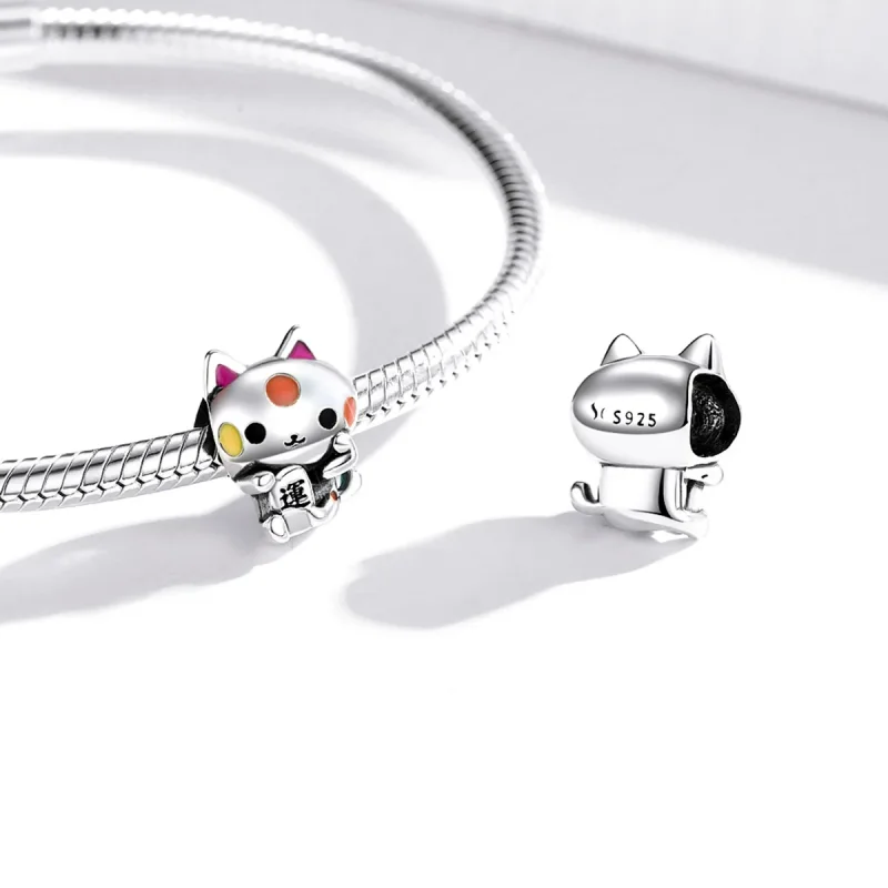 (immagine per) Charm tipo Pandora Gatto di buon auspicio che afferra i soldi - SCC1855 - Visualizza 4