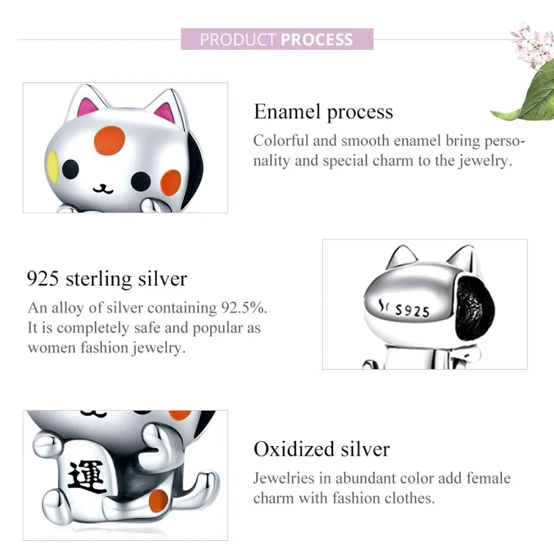 (immagine per) Charm tipo Pandora Gatto di buon auspicio che afferra i soldi - SCC1855 - Visualizza 6