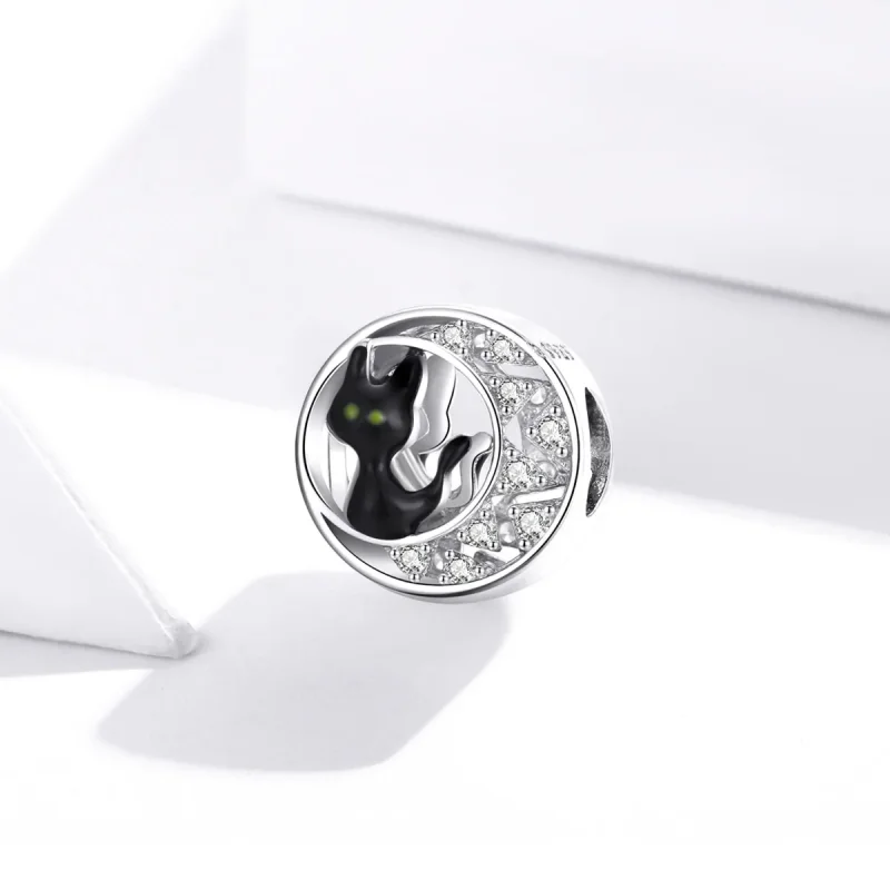 (immagine per) Charm tipo Pandora Gatto nero di Halloween - BSC325 - Visualizza 2