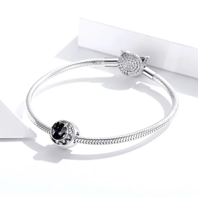 (immagine per) Charm tipo Pandora Gatto nero di Halloween - BSC325 - Visualizza 3