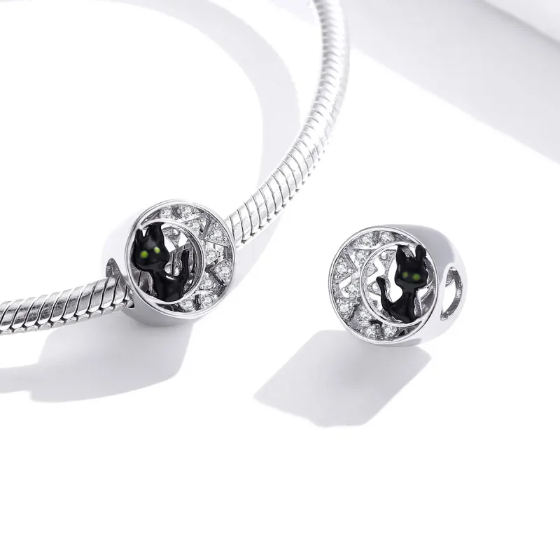 (immagine per) Charm tipo Pandora Gatto nero di Halloween - BSC325 - Visualizza 4
