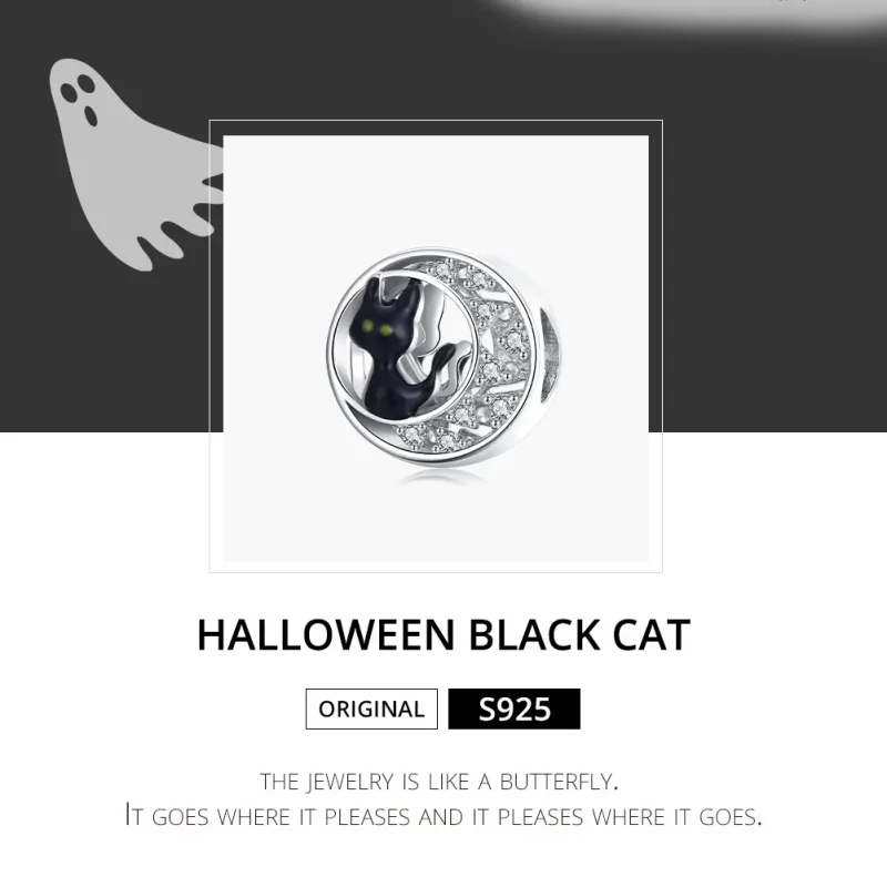 (immagine per) Charm tipo Pandora Gatto nero di Halloween - BSC325 - Visualizza 6