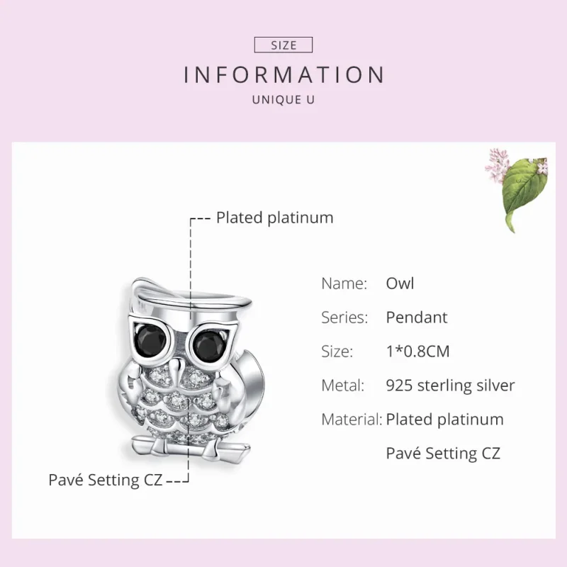 (immagine per) Charm tipo Pandora Gufo - BSC124 - Visualizza 6