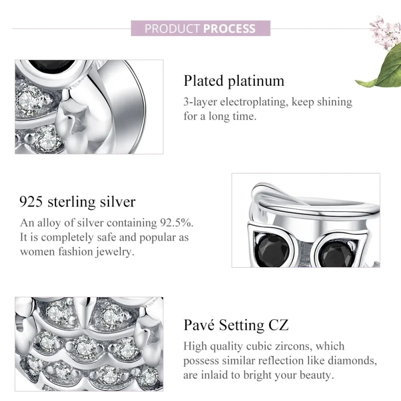 (immagine per) Charm tipo Pandora Gufo - BSC124 - Visualizza 7