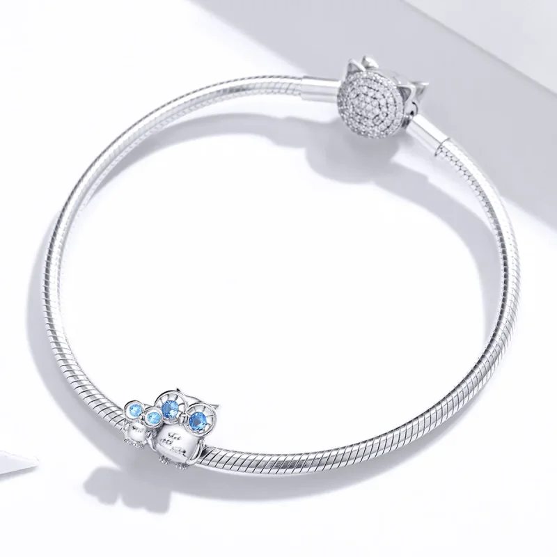 (immagine per) Charm tipo Pandora Gufo madre e bambino - BSC238 - Visualizza 3