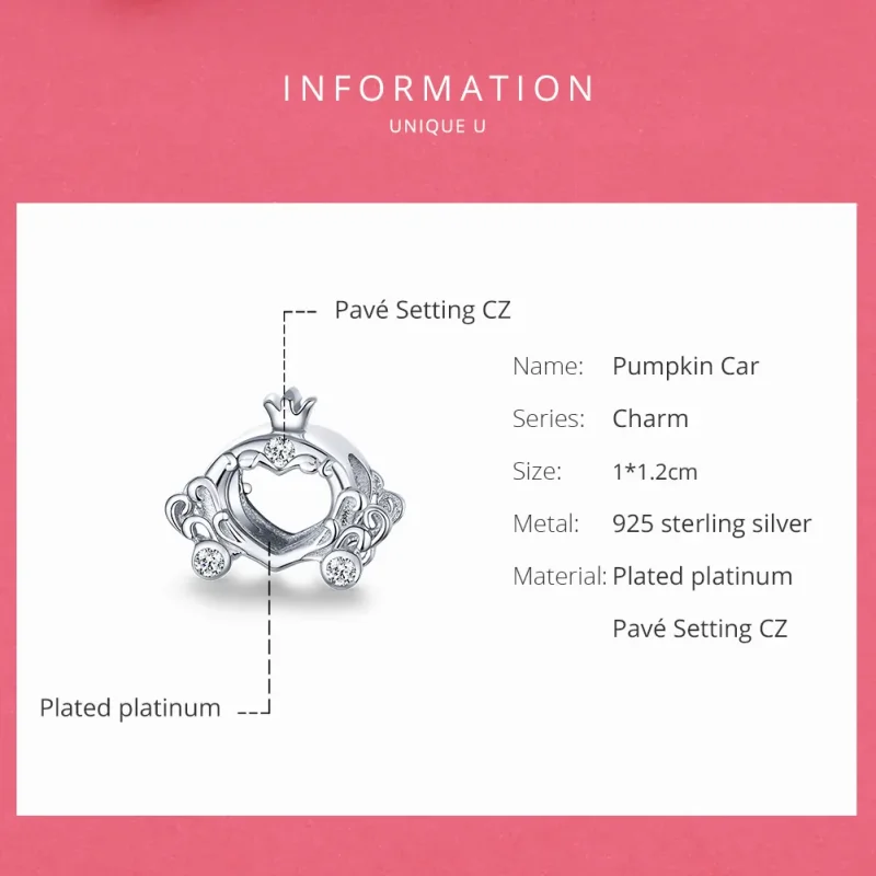 (immagine per) Charm tipo Pandora La macchina delle zucche di Cenerentola - BSC270 - Visualizza 6