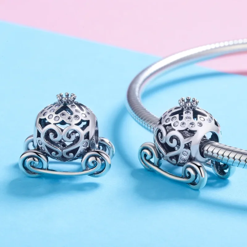 (immagine per) Charm tipo Pandora La macchina delle zucche di Cenerentola - SCC792 - Visualizza 3