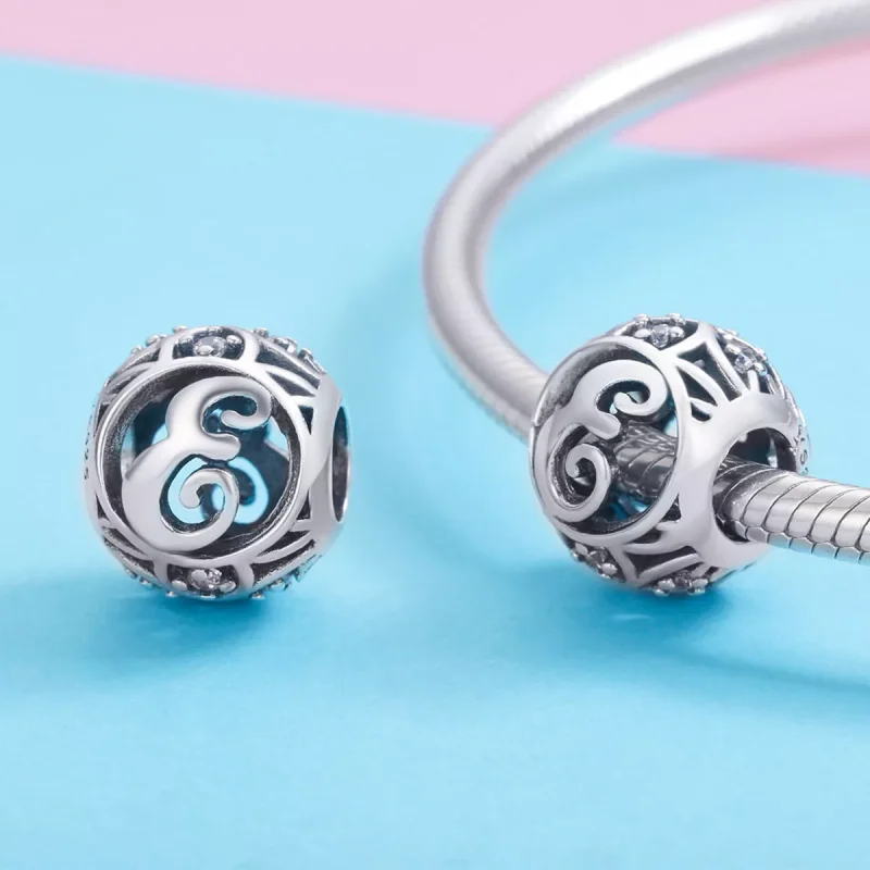 (immagine per) Charm tipo Pandora Lettera-E - SCC738-E - Visualizza 3