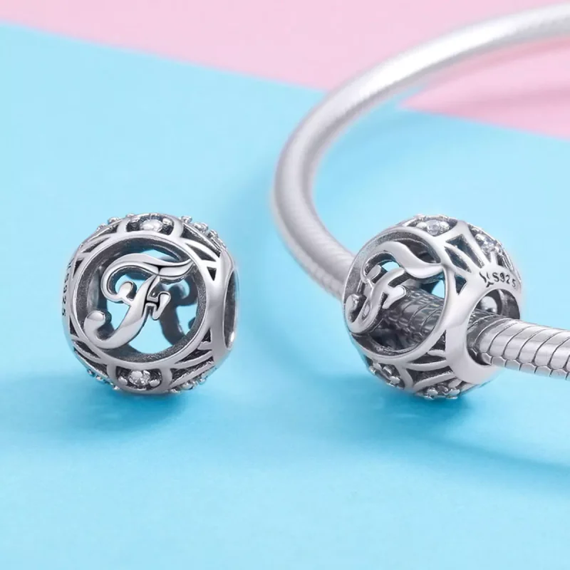 (immagine per) Charm tipo Pandora Lettera-F - SCC738-F - Visualizza 3