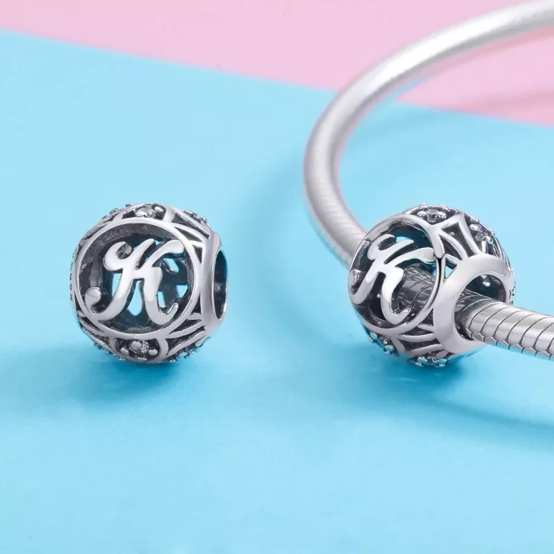 (immagine per) Charm tipo Pandora Lettera-K - SCC738-K - Visualizza 3