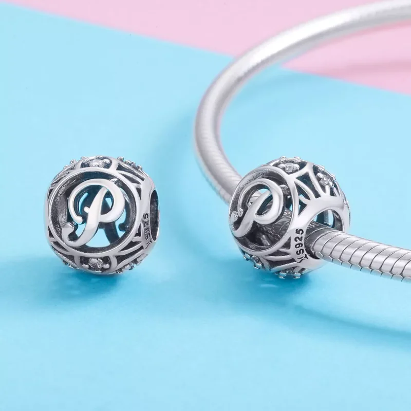 (immagine per) Charm tipo Pandora Lettera-P - SCC738-P - Visualizza 3