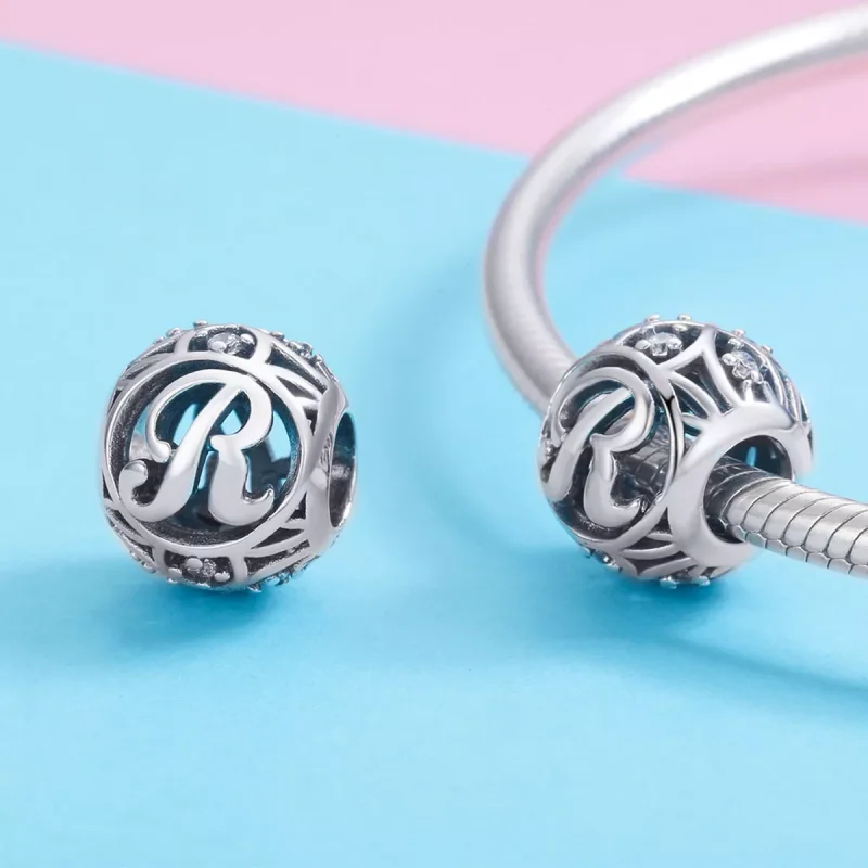 (immagine per) Charm tipo Pandora Lettera-R - SCC738-R - Visualizza 3