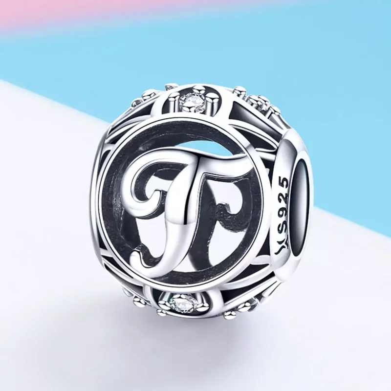 (immagine per) Charm tipo Pandora Lettera-T - SCC738-T - Visualizza 2