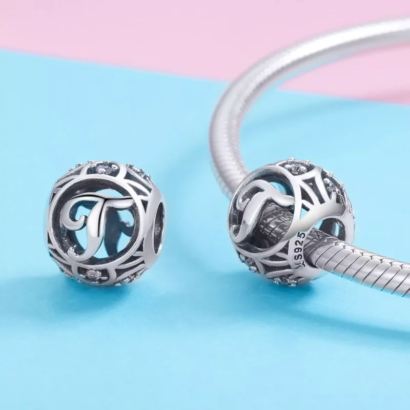 (immagine per) Charm tipo Pandora Lettera-T - SCC738-T - Visualizza 3