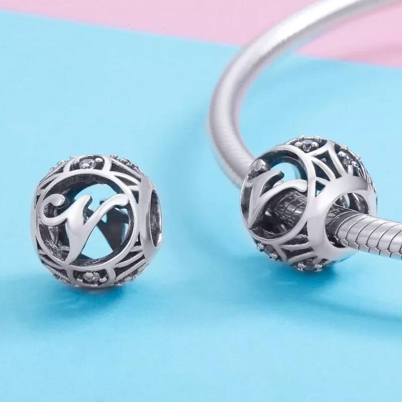 (immagine per) Charm tipo Pandora Lettera-V - SCC738-V - Visualizza 3