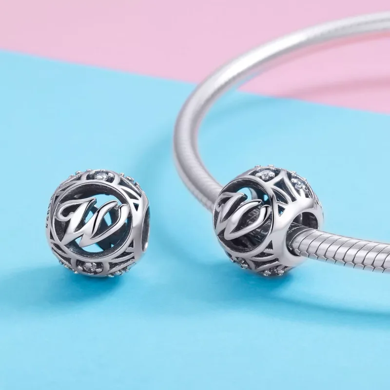 (immagine per) Charm tipo Pandora Lettera-W - SCC738-W - Visualizza 3