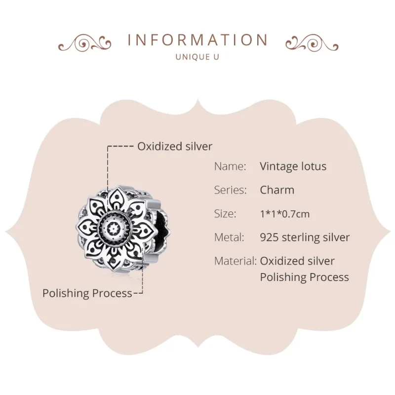 (immagine per) Charm tipo Pandora Loto d'epoca - SCC1823 - Visualizza 6