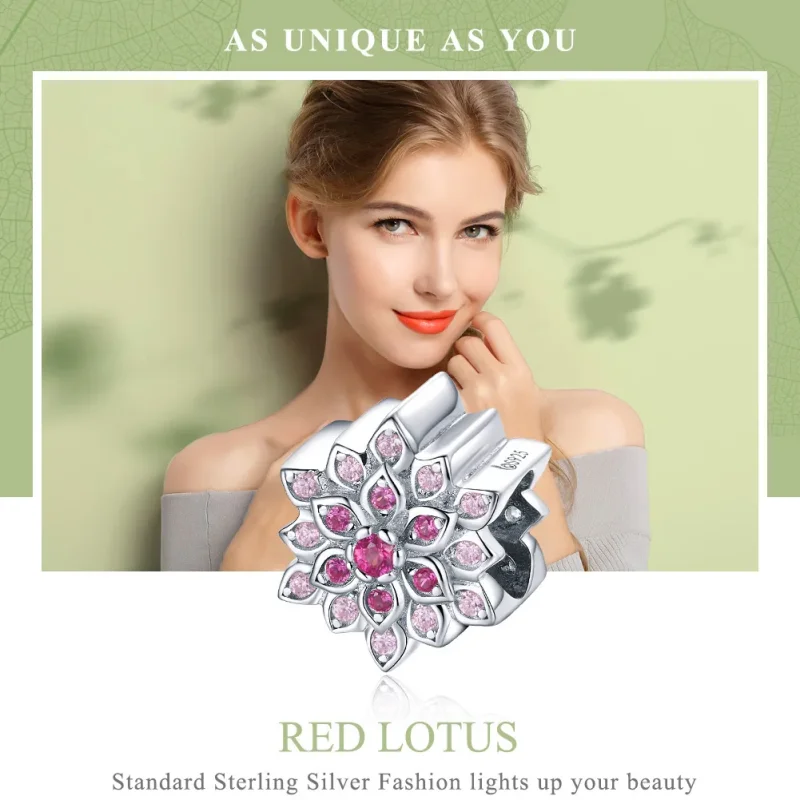 (immagine per) Charm tipo Pandora Loto Rosso - BSC038 - Visualizza 6