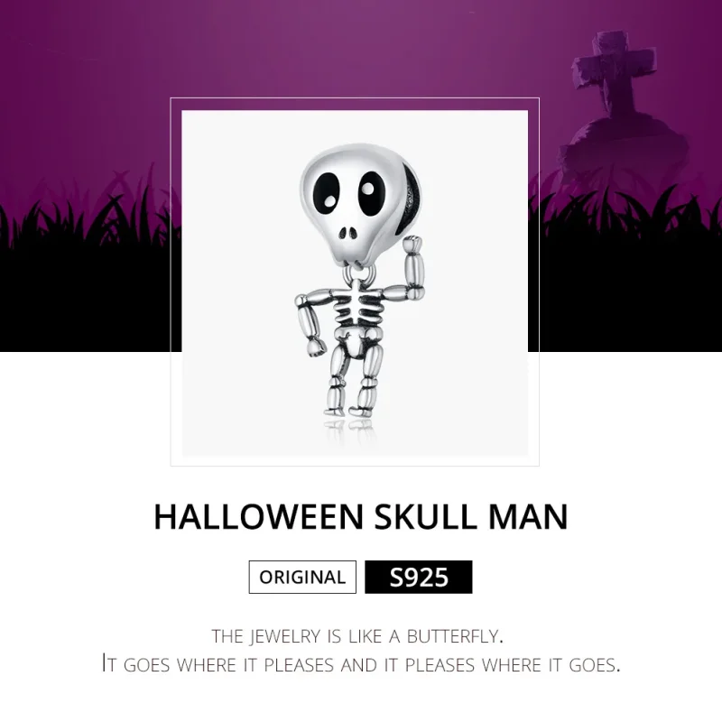 (immagine per) Charm tipo Pandora L'uomo del teschio di Halloween - SCC1617 - Visualizza 6