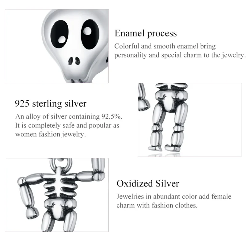 (immagine per) Charm tipo Pandora L'uomo del teschio di Halloween - SCC1617 - Visualizza 7