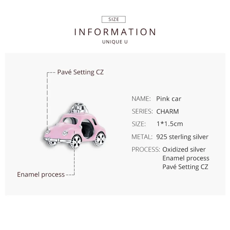 (immagine per) Charm tipo Pandora Macchina rosa - SCC1738 - Visualizza 8