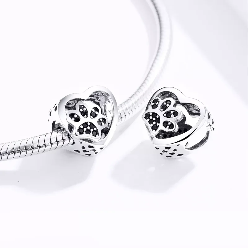 (immagine per) Charm tipo Pandora Marchio della zampa degli animali domestici - SCC1191-BK - Visualizza 3