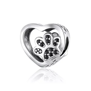 (immagine per) Charm tipo Pandora Marchio della zampa degli animali domestici - SCC1191-BK