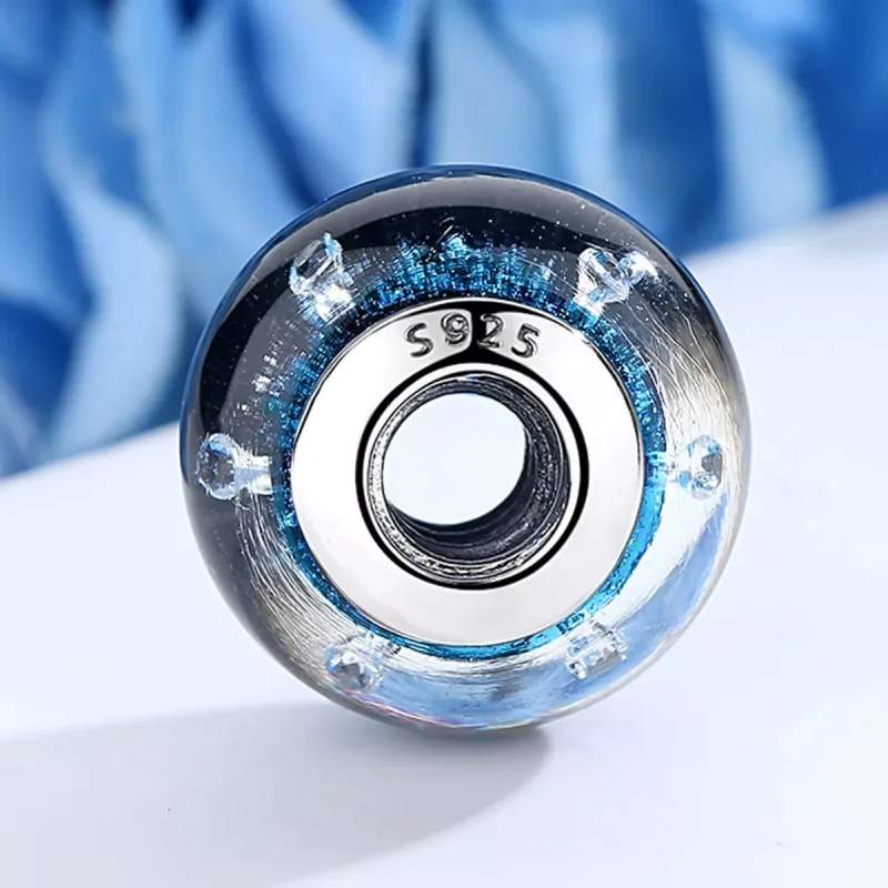 (immagine per) Charm tipo Pandora Midnight Bubbling con vetro di Murano filettato - SCZ028 - Visualizza 3