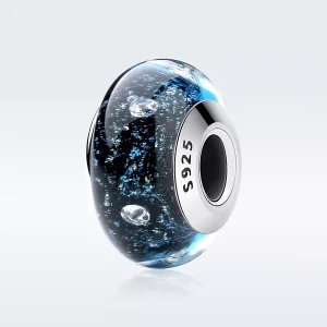 (immagine per) Charm tipo Pandora Midnight Bubbling con vetro di Murano filettato - SCZ028