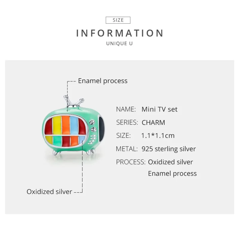 (immagine per) Charm tipo Pandora Mini TV a colori - SCC1861 - Visualizza 7