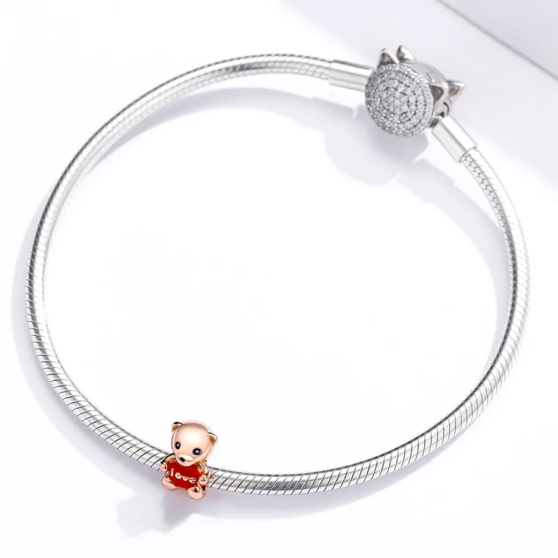 (immagine per) Charm tipo Pandora Orsacchiotto di peluche - BSC228 - Visualizza 3