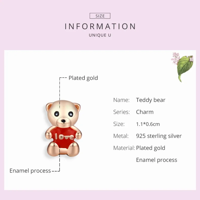 (immagine per) Charm tipo Pandora Orsacchiotto di peluche - BSC228 - Visualizza 7