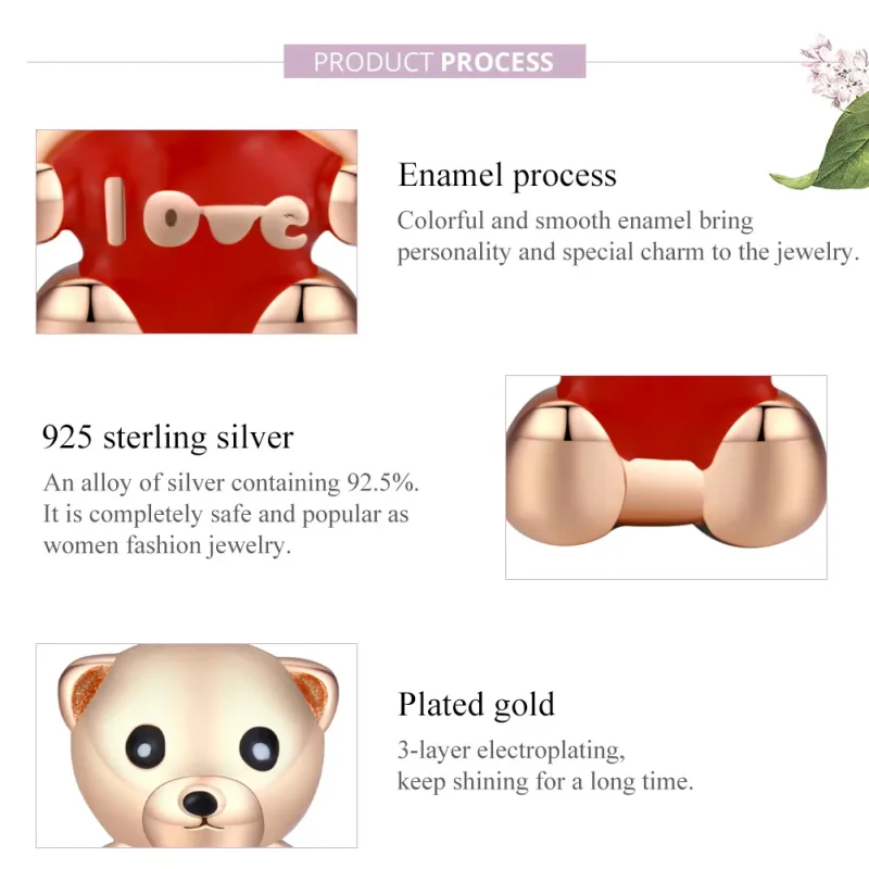(immagine per) Charm tipo Pandora Orsacchiotto di peluche - BSC228 - Visualizza 8