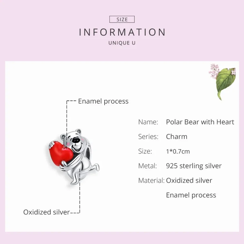 (immagine per) Charm tipo Pandora Orso Polare Con Cuore - SCC1610 - Visualizza 7