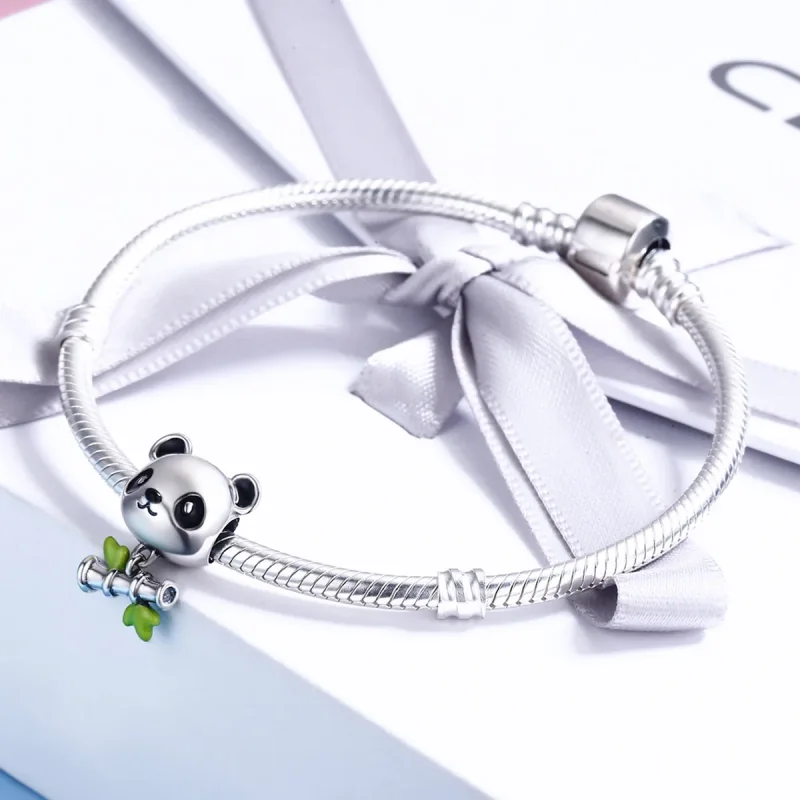 (immagine per) Charm tipo Pandora Panda ama mangiare il bambù - SCC325 - Visualizza 5
