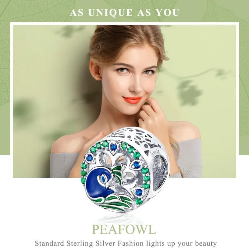 (immagine per) Charm tipo Pandora Pavone - BSC037 - Visualizza 6
