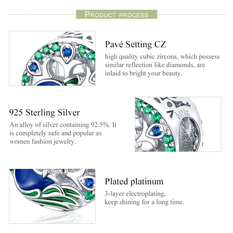 (immagine per) Charm tipo Pandora Pavone - BSC037 - Visualizza 7