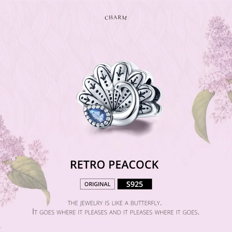 (immagine per) Charm tipo Pandora Pavone retrò - SCC1558 - Visualizza 6