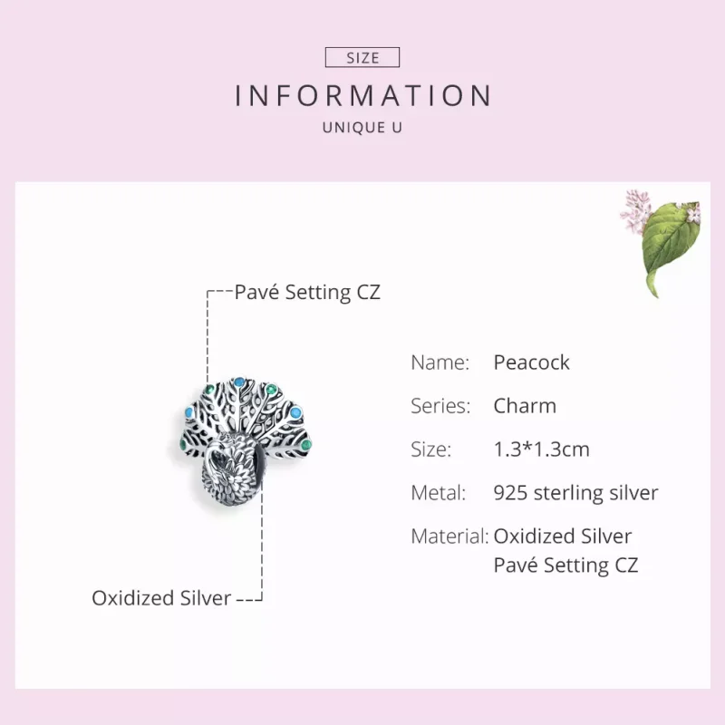 (immagine per) Charm tipo Pandora Pavone - SCC1260 - Visualizza 3