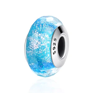 (immagine per) Charm tipo Pandora Perla di vetro di Murano blu - SCZ054
