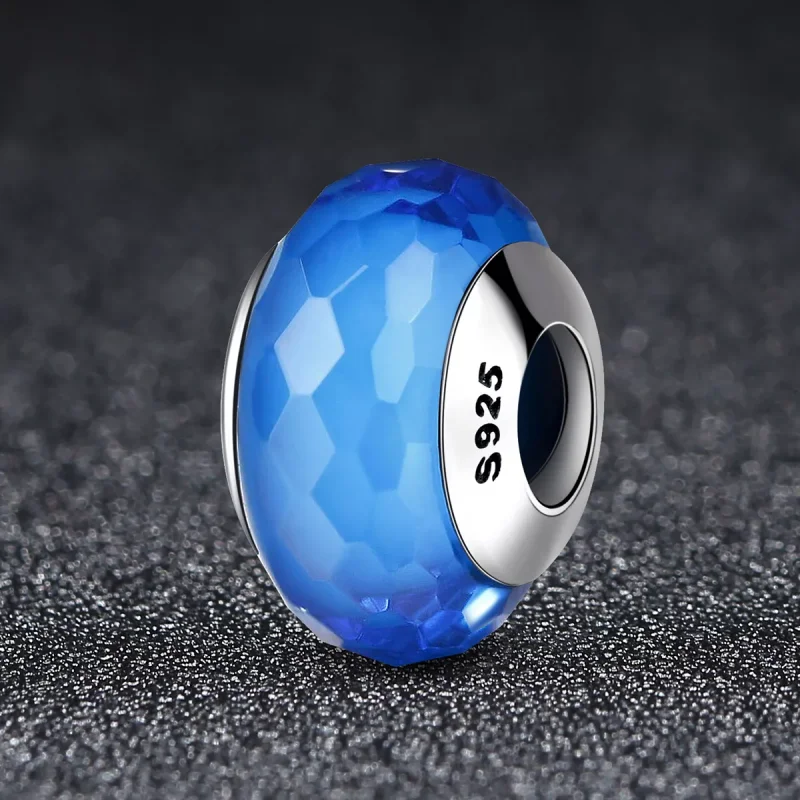 (immagine per) Charm tipo Pandora Perla di vetro di Murano sfaccettata blu - SCZ037 - Visualizza 2