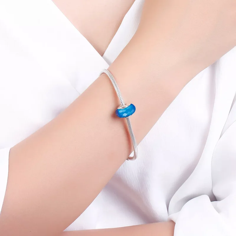 (immagine per) Charm tipo Pandora Perla di vetro di Murano sfaccettata blu - SCZ037 - Visualizza 5